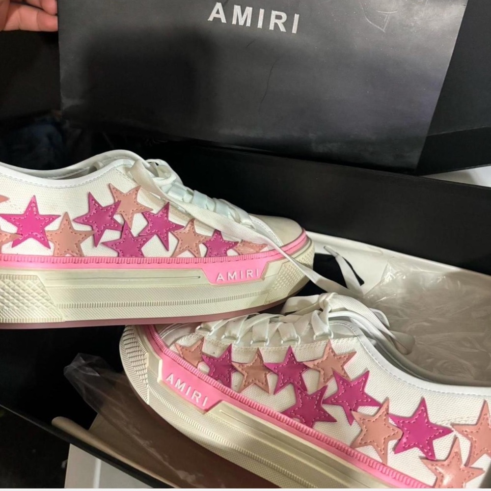 AMIRI White and Pink Star Sneakers - Picture 2 of 2
